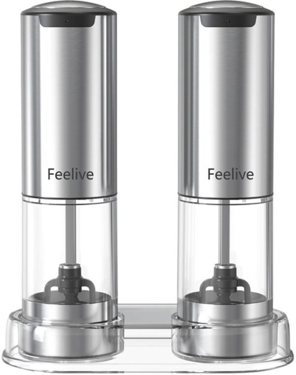 Feelive Rechargeable Pepper And Salt Grinder 2 Set With Stand