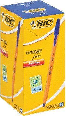 BIC Orange Fine Point Blue Ballpoint Pens