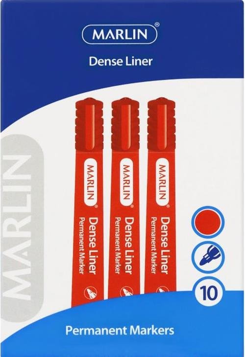Marlin Dense Permanent Markers Red 10