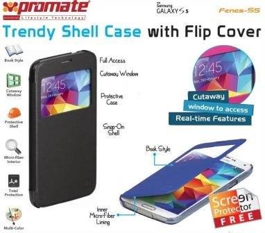 Promate Fenes S5 Bookcover with window Colour:Black
