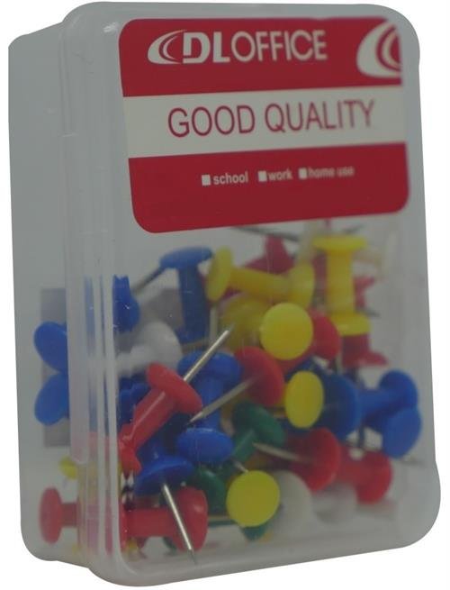 DLOffice Multicolour 24mm Pushpins Thumb Tacks Plastic Tub