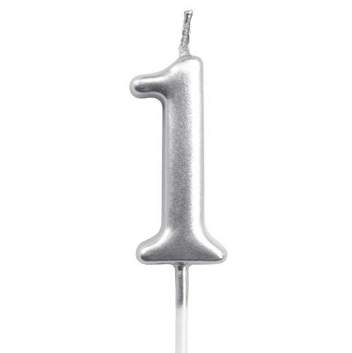 Casey 10cm Silver Numerical Birthday Candle Nr1