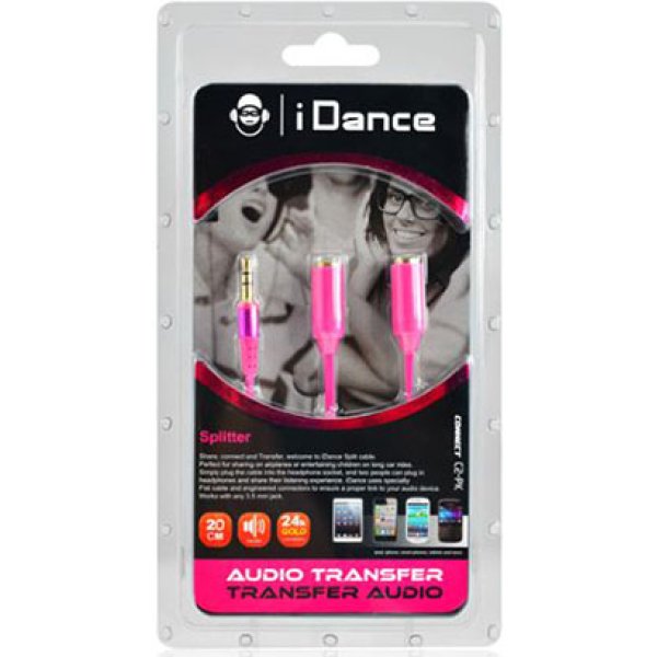 iDance Pink Connect C2 3.5mm 1 to 2 Splitter