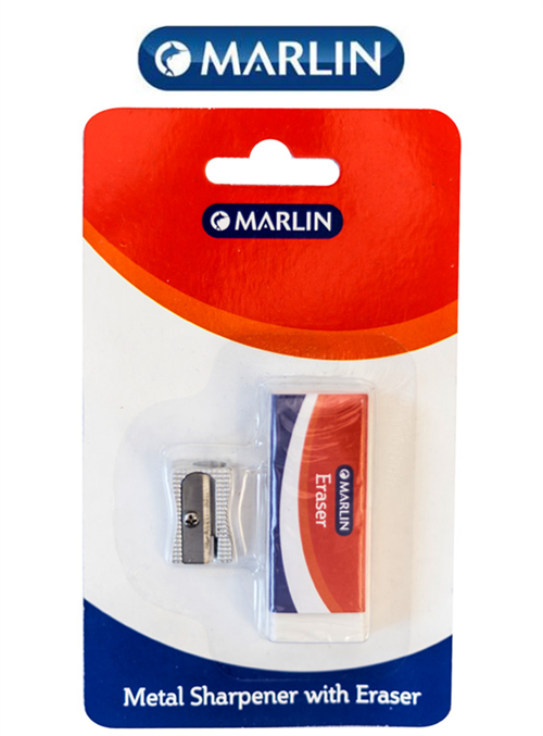 Marlin Metal Sharpener 1 hole and eraser 60 x 20 x 10mm