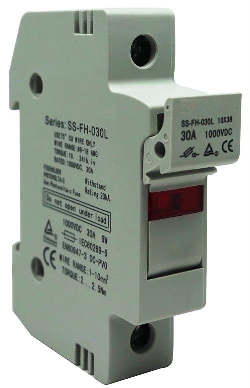 Solarix Rail Mount 1 Pole DC Fuse Holder With LED Indicator