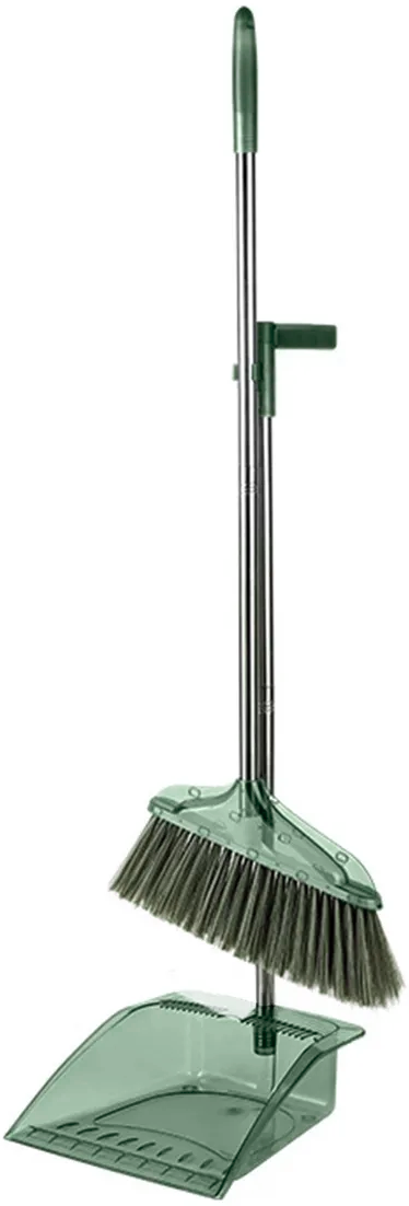Casey Long Handle Standing Dustpan And Broom Set Green
