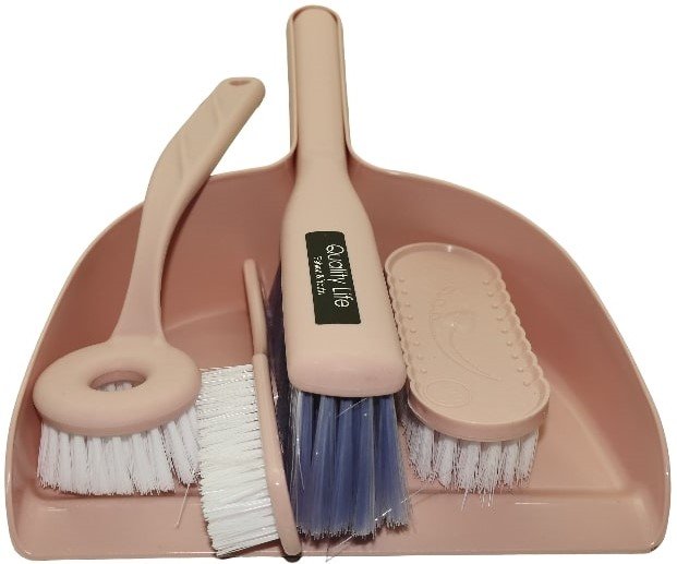 Casey 5 Pease Handheld Dust Pan And Brush Set Pink