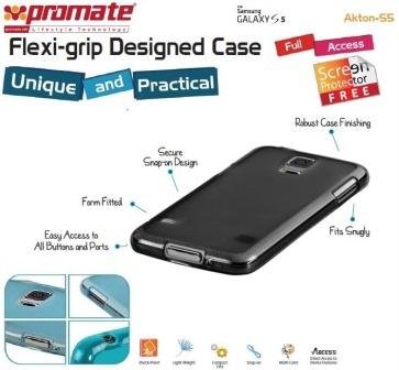Promate Black Akton S5 flexi-grip Protective Shell Case